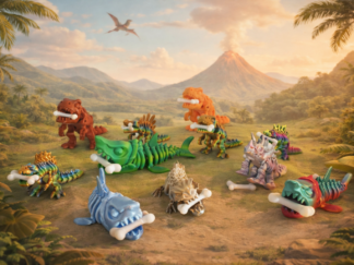 Dinosaures squelettes en impression 3D avec leur os