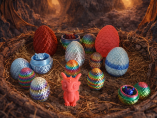 Oeuf de dragon avec bébé dragon en impression 3D