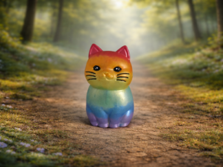 Gros chat assis en résine