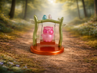 Cochon sur une balançoire en résine